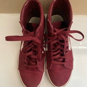 Maroon high top vans